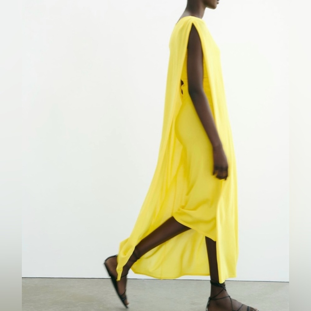 Zara unique long knit cape dress- size L  NWT